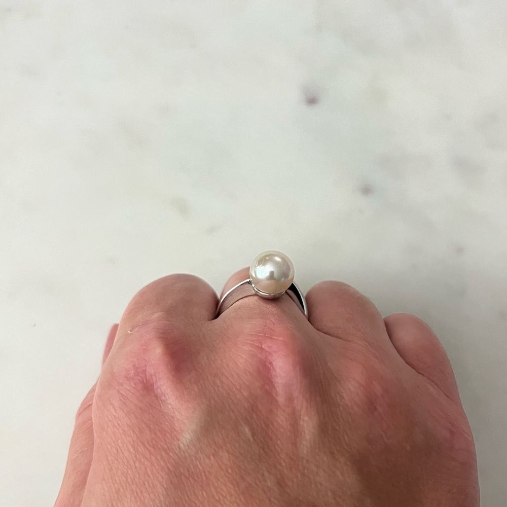 Sterling silver 925 pearl and cubic zirconia ring - Picture 3 of 10
